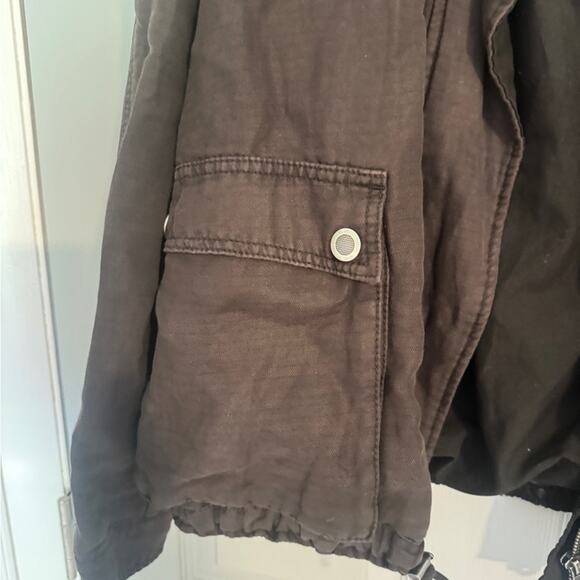 Free People Double Cloth Black Bomber Zip Up Jacket - Picture 8 of 10